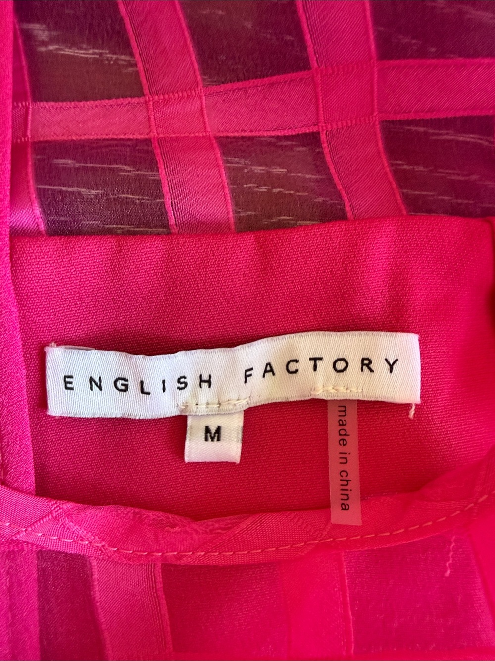 English Factory Bright Pink Puff-Sleeve Tiered Mini Dress - Picture 4 of 4